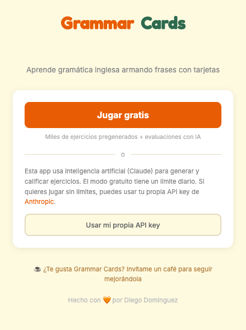 Pantalla de bienvenida