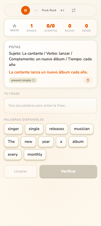 Tablero de juego con música